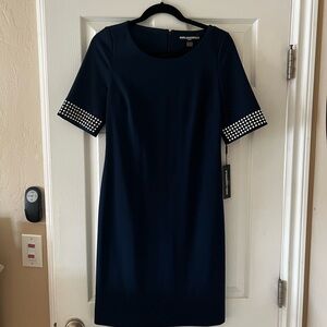 Karl Lagerfeld Navy Dress with Studded Sleeves
